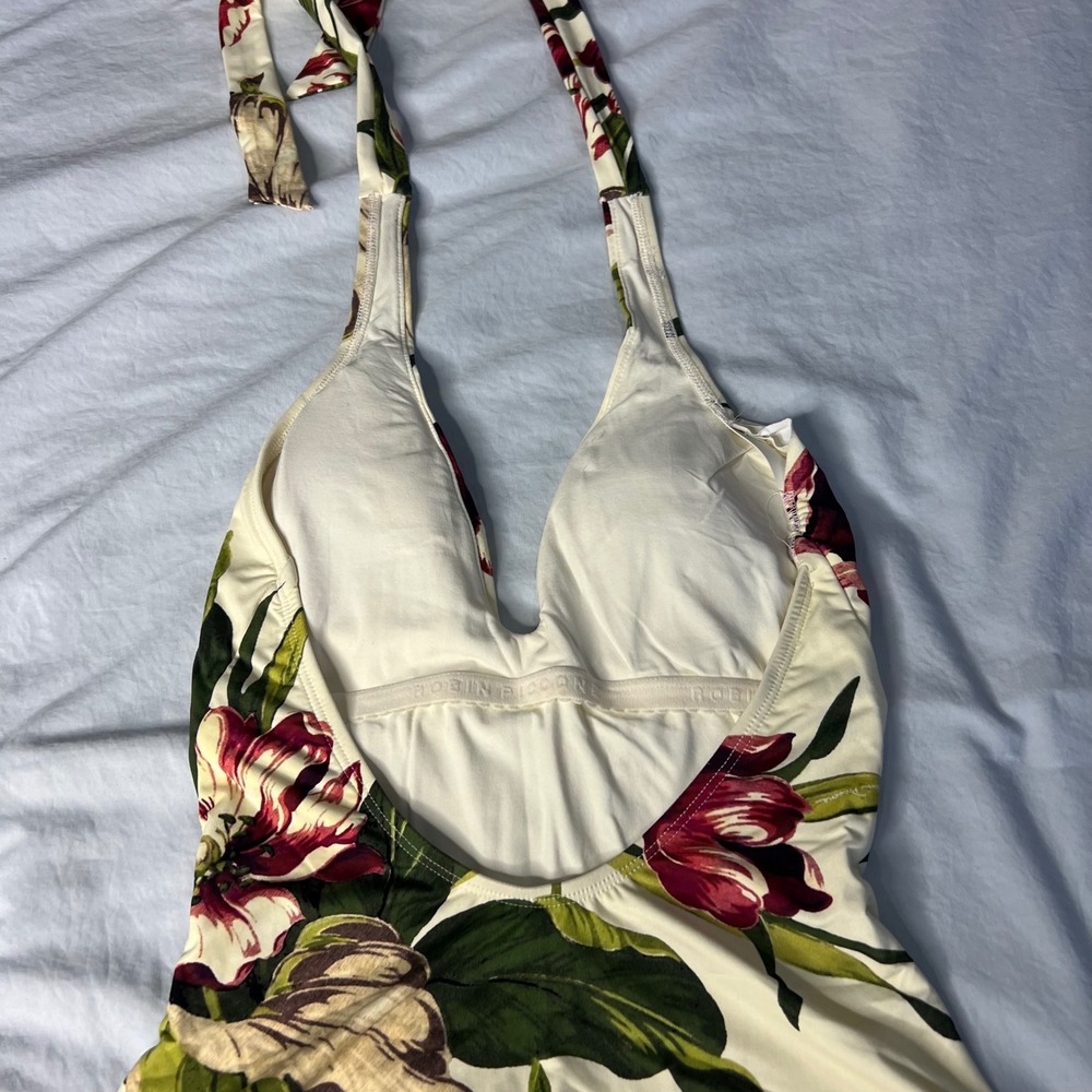 Robin Piccone Moana Floral Plunge One Piece Halter Swimsuit Tropical NEW - Picture 12 of 14